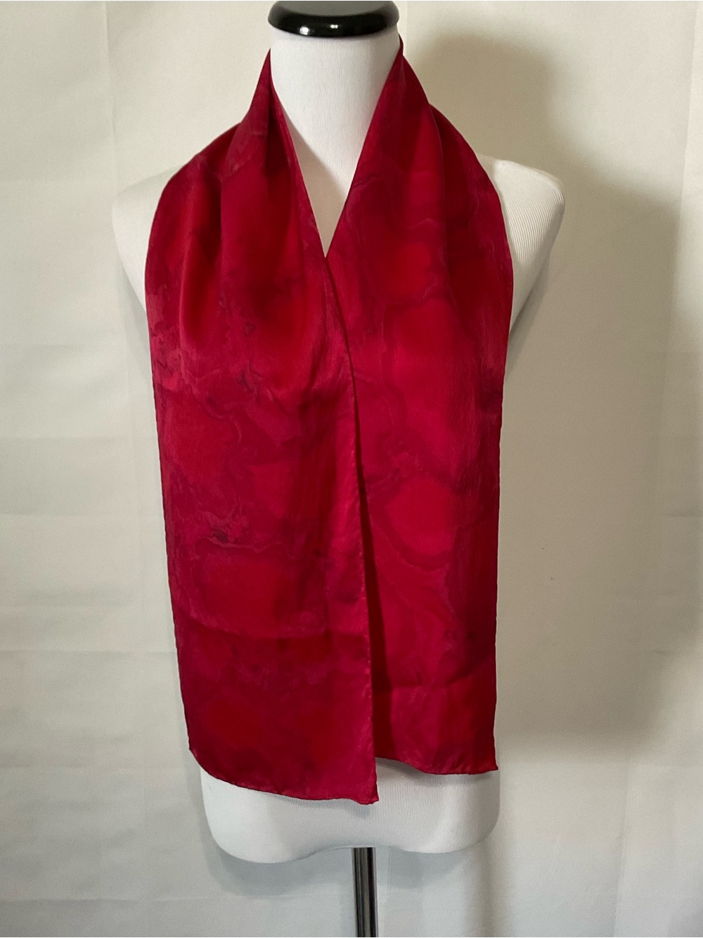 Red Marble Print Silk Oblong Scarf